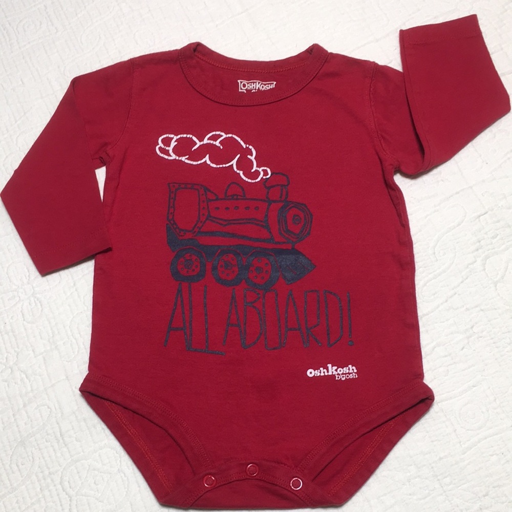 12m (5/$20) OshKosh Train-Themed Bodysuit